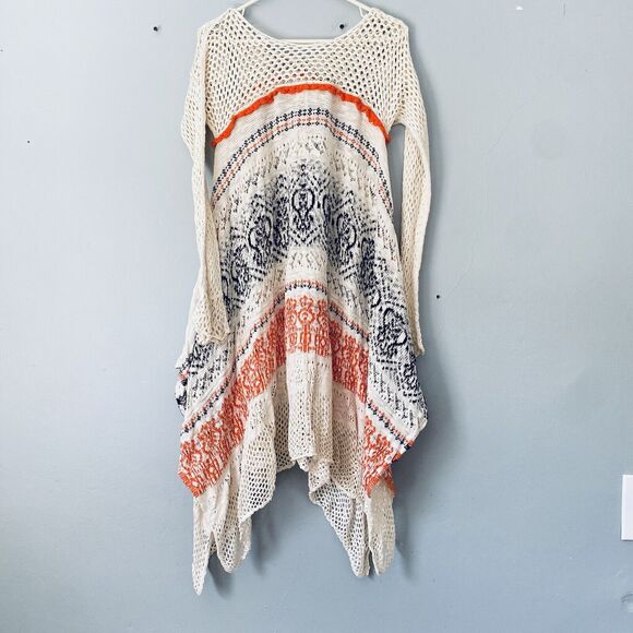 Sleeping on Snow Dress Small Anthopologie Risen Sun Orange Crochet Sweater Boho - Picture 5 of 13